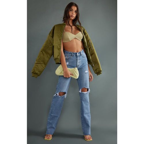 Tall Jean droit déchiré moyennement délavé coupe longue - PrettyLittleThing - Modalova
