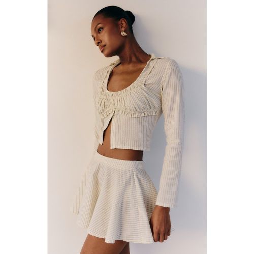 Mini-jupe fluide en coton seersucker à fines rayures - PrettyLittleThing - Modalova