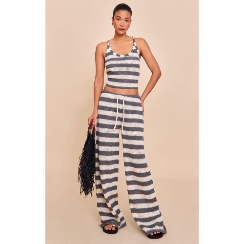 Pantalon large gris anthracite à rayures et taille mi-haute - PrettyLittleThing - Modalova