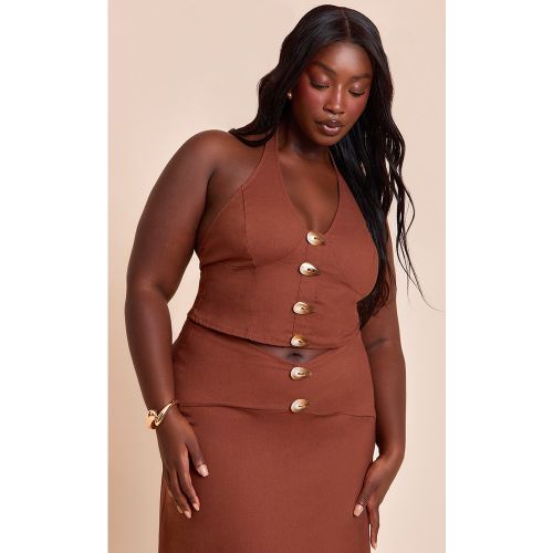 Plus Top tissé à dos nu et boutons - PrettyLittleThing - Modalova