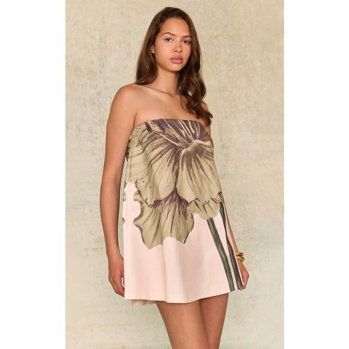 Robe bustier trapèze écrue fleurie - PrettyLittleThing - Modalova