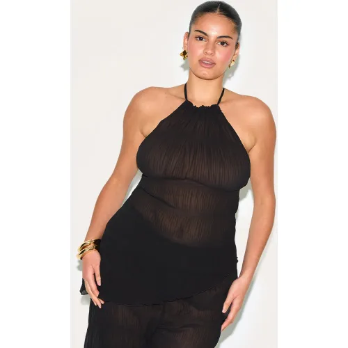 Plus Top long asymétrique tissé texturé transparent à dos ouvert - PrettyLittleThing - Modalova