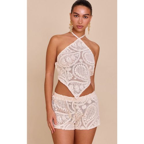 Mini short texturé à taille mi-haute et broderie - PrettyLittleThing - Modalova