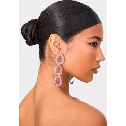 Boucles d'oreilles XXL à maillons en chaîne et strass - PrettyLittleThing - Modalova