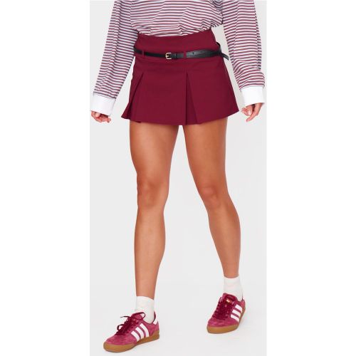 Jupe-short tissée stretch à taille basse et ceinture - PrettyLittleThing - Modalova
