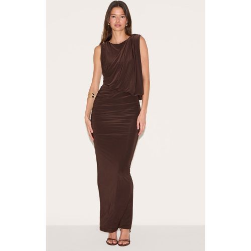 Robe longue moulante doublée froncée à détail drapé - PrettyLittleThing - Modalova