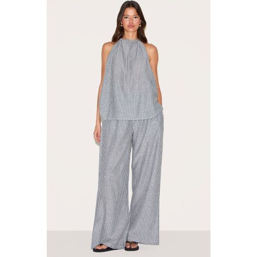 Pantalon ample en effet lin à rayures - PrettyLittleThing - Modalova