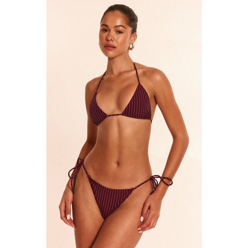 Bas de maillot de bain noué sur les côtés à fines rayures - PrettyLittleThing - Modalova