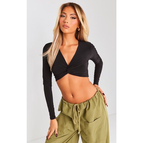 Crop top moulant torsadé devant à manches longues - PrettyLittleThing - Modalova