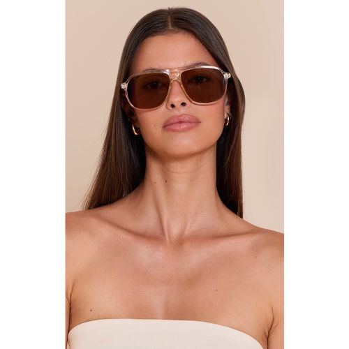Lunettes de soleil style aviateur carrées arrondies - PrettyLittleThing - Modalova
