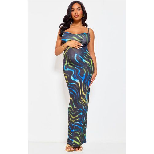 Maternité Robe de grossesse longue imprimée multicolore à col bénitier - PrettyLittleThing - Modalova