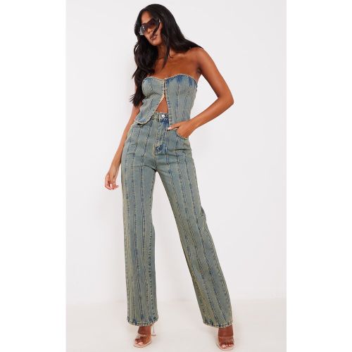 Tall Jean délavé vintage indigo à parties contrastantes et détail contours - PrettyLittleThing - Modalova