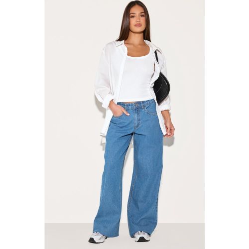 Jean large bleu délavé moyen à taille basse - PrettyLittleThing - Modalova