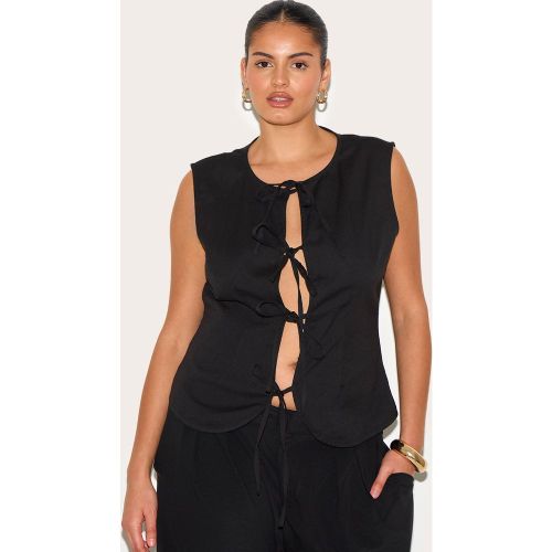 Plus Gilet en effet lin noué devant - PrettyLittleThing - Modalova