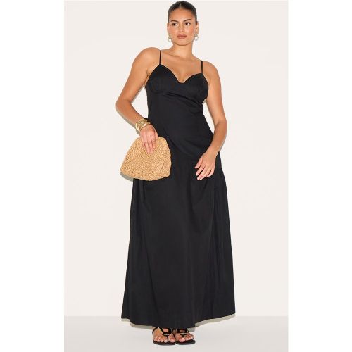 Plus Black Plunge Asymmetric Detail Mi-longue Dress - PrettyLittleThing - Modalova