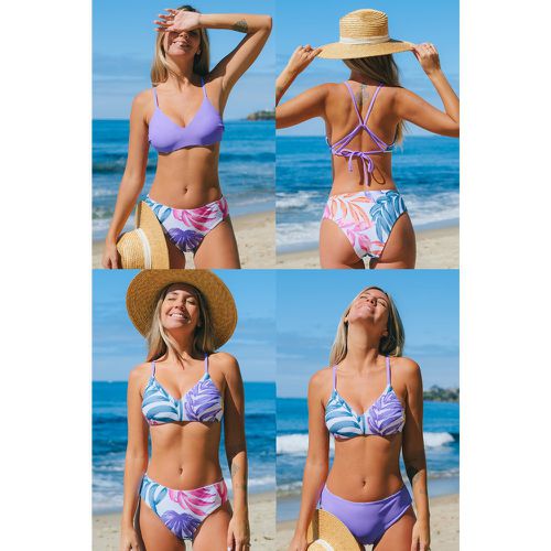 Bikini taille moyenne réversible tropical - CUPSHE - Modalova