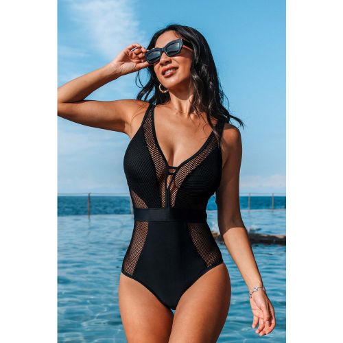 Maillot de bain une pièce avec col plongeant en mesh - CUPSHE - Modalova