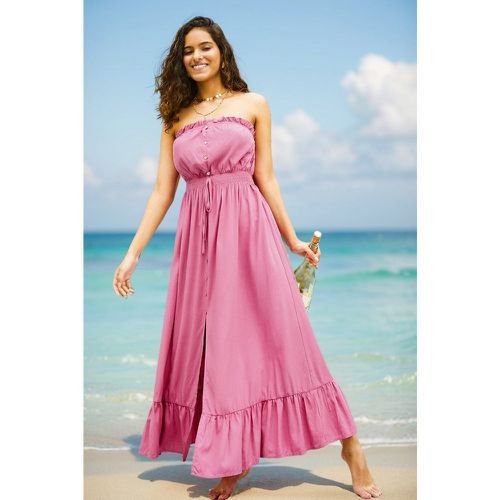 Robe tube maxi avec taille à smocks et boutons sur le devant - CUPSHE - Modalova