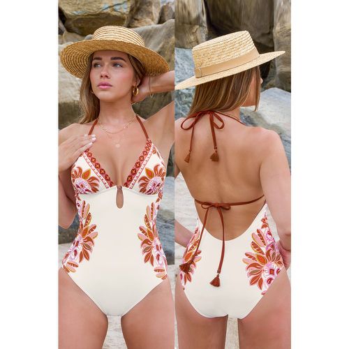 Maillot de bain une pièce avec col en V à fleurs - CUPSHE - Modalova