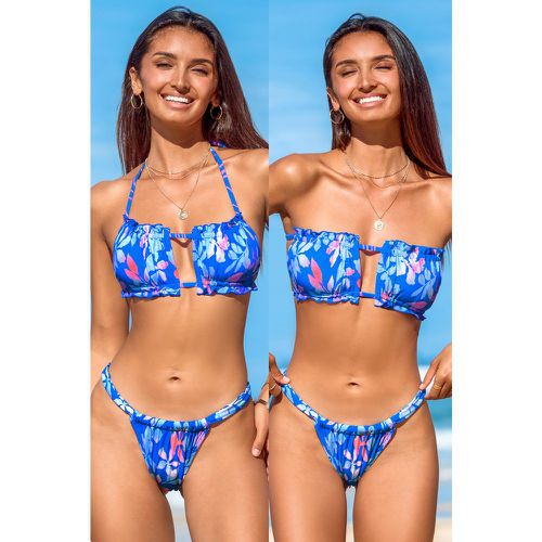 Bikini réversible multi-façons à vagues et fleurs - CUPSHE - Modalova