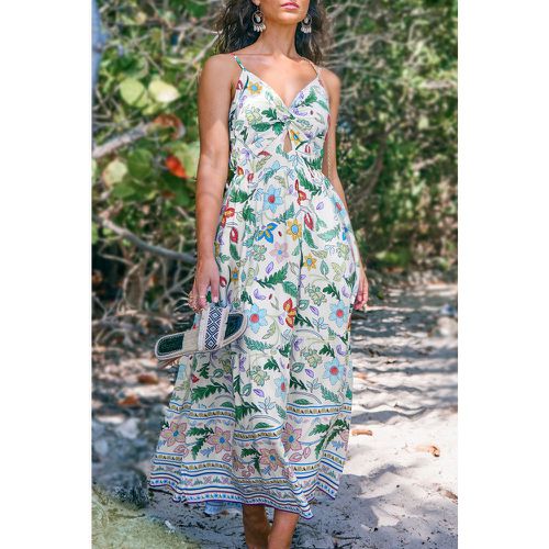 Robe longue torsadée avec col en cœur et découpe florale - CUPSHE - Modalova