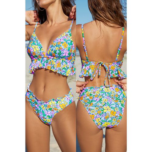 Midkini à fleurs lumineuses avec bas à taille basse - CUPSHE - Modalova