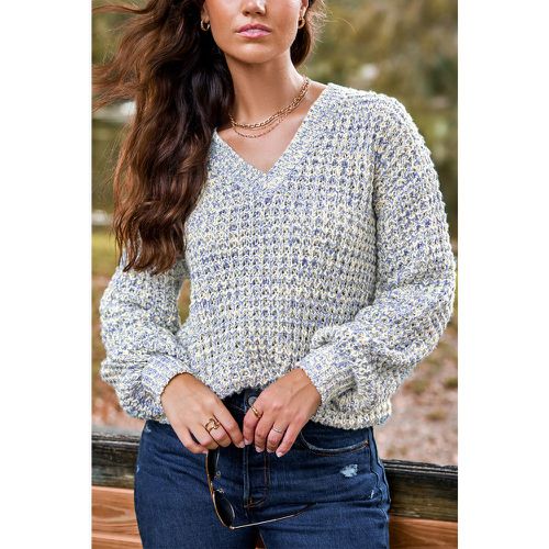 Pull à col en V et manches blouson en tricot - CUPSHE - Modalova