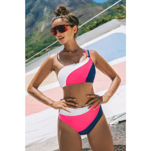 Bikini taille moyenne à une épaule et bloc de couleur moderne - CUPSHE - Modalova