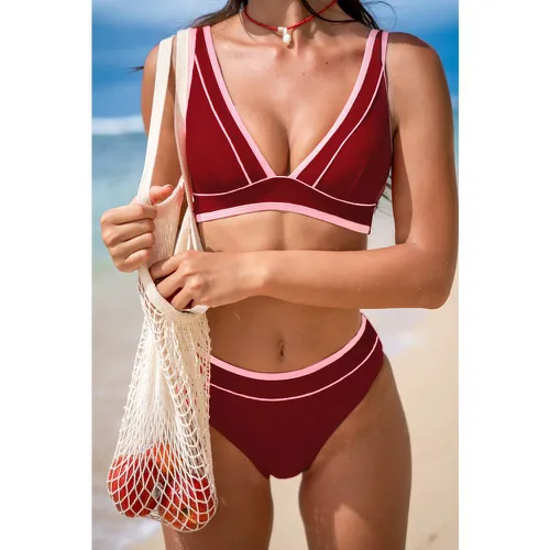 Bikini à col en V et bas taille basse avec bordure décorative - CUPSHE - Modalova