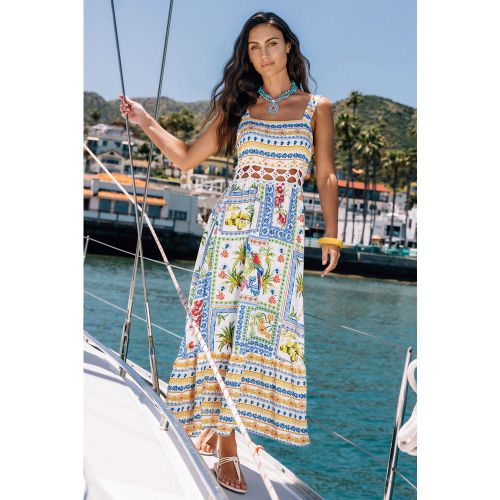 Robe maxi en crochet à imprimé tropical - CUPSHE - Modalova