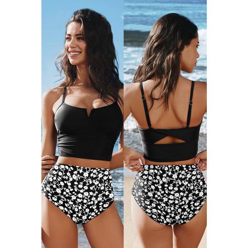 Tankini à fil en V et bas fleuri aevc taille haute - CUPSHE - Modalova