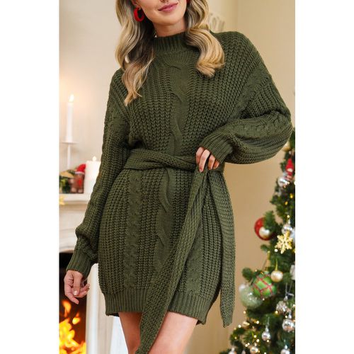 Robe pull en tricot câblé à col roulé avec ceinture - CUPSHE - Modalova