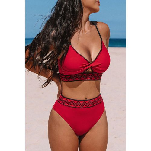 Bikini bralette à broderie scarlet et bas à taille haute - CUPSHE - Modalova