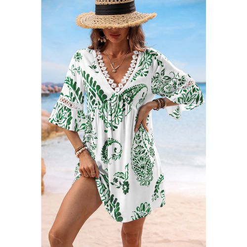 Robe courte verte paisley à col en V - CUPSHE - Modalova