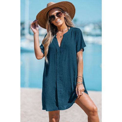 Robe cover up courte col cranté manches courtes - CUPSHE - Modalova