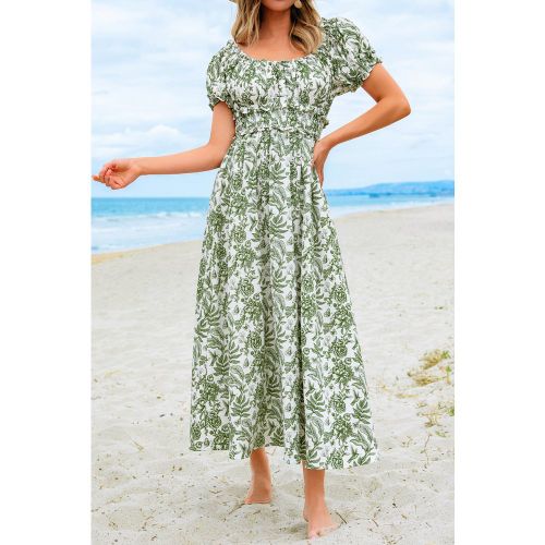 Robe longue florale manches courtes bouffantes - CUPSHE - Modalova