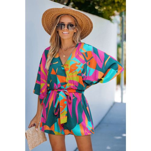 Combishort tropical tissé col surplis - CUPSHE - Modalova