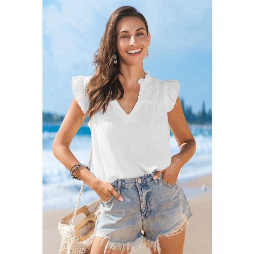 Haut cover up blanc tissé à col cranté - CUPSHE - Modalova