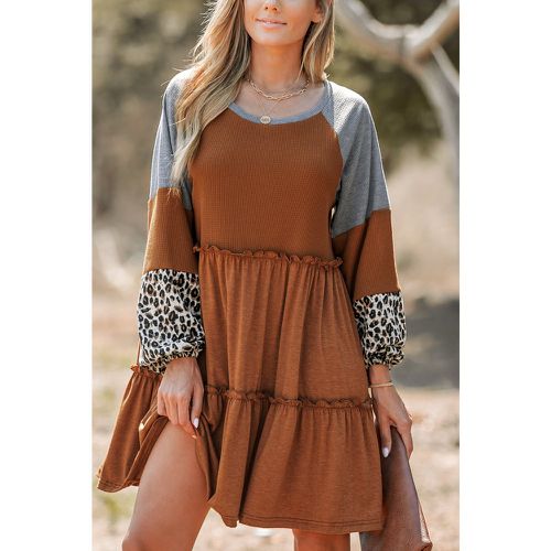 Robe mini robe à volants et bloc de couleur léopard - CUPSHE - Modalova