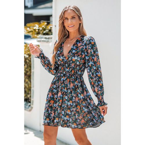 Robe courte à imprimé floral et smocks - CUPSHE - Modalova