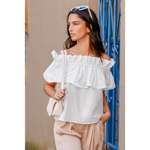 Blouse à épaules dénudées et corsage à volants blanche - CUPSHE - Modalova