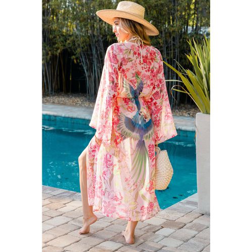Kimono cover up à nouer sur le devant et imprimé floral - CUPSHE - Modalova
