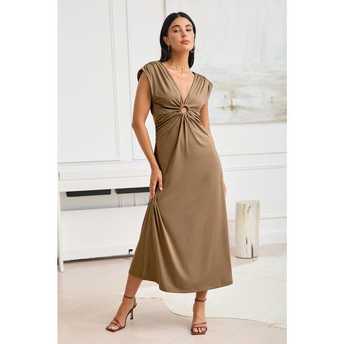 Robe midi en jersey sans manches avec joint torique camel - CUPSHE - Modalova