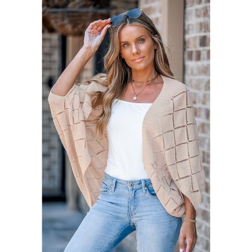 Cardigan ouvert sur le devant avec manches courtes beige - CUPSHE - Modalova