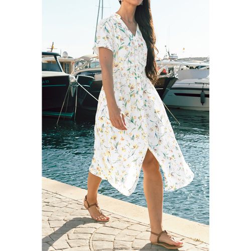 Robe midi à smocks et imprimé floral - CUPSHE - Modalova