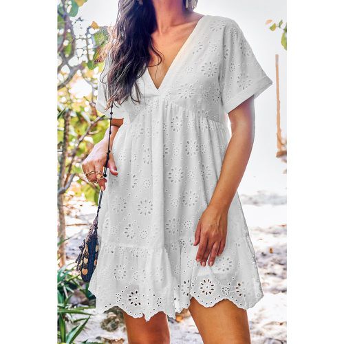 Robe courte en pur coton avec œillet à col en V - CUPSHE - Modalova