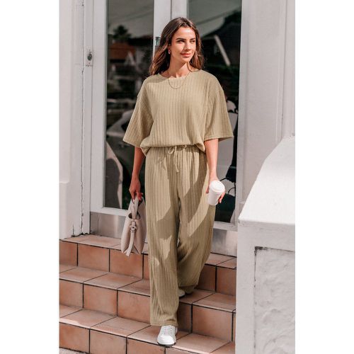 Ensemble de t-shirt en tricot côtelé et pantalons à jambes larges - CUPSHE - Modalova