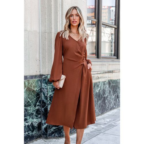 Robe midi à manches bouffantes marron - CUPSHE - Modalova