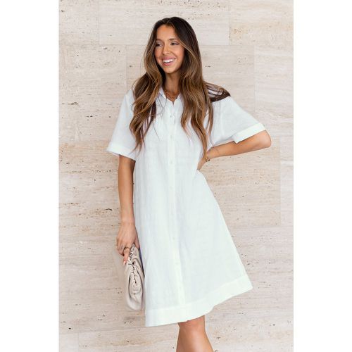 Robe midi en pur coton avec boutons et col de chemise - CUPSHE - Modalova