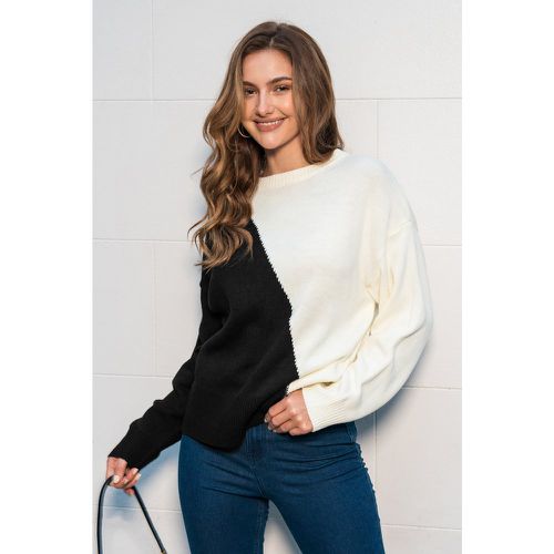 Pull asymétrique et blocs de couleurs crème - CUPSHE - Modalova